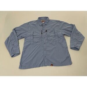 Simms Mens Fishing Shirt‎ Long Sleeve Large Vented Blue Button Up Shirt L